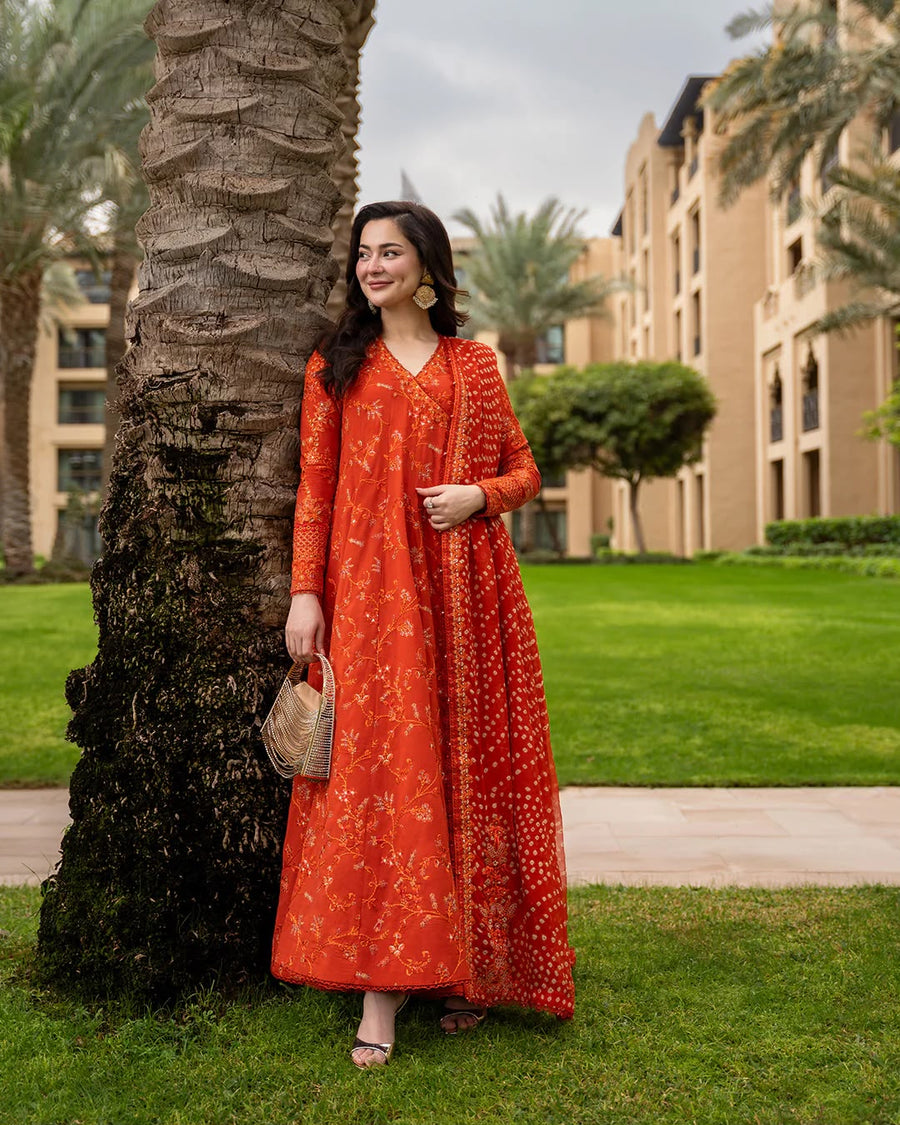Luxury Premium Lawn Embroidered 3 Piece Suit with Printed Silk Dupatta