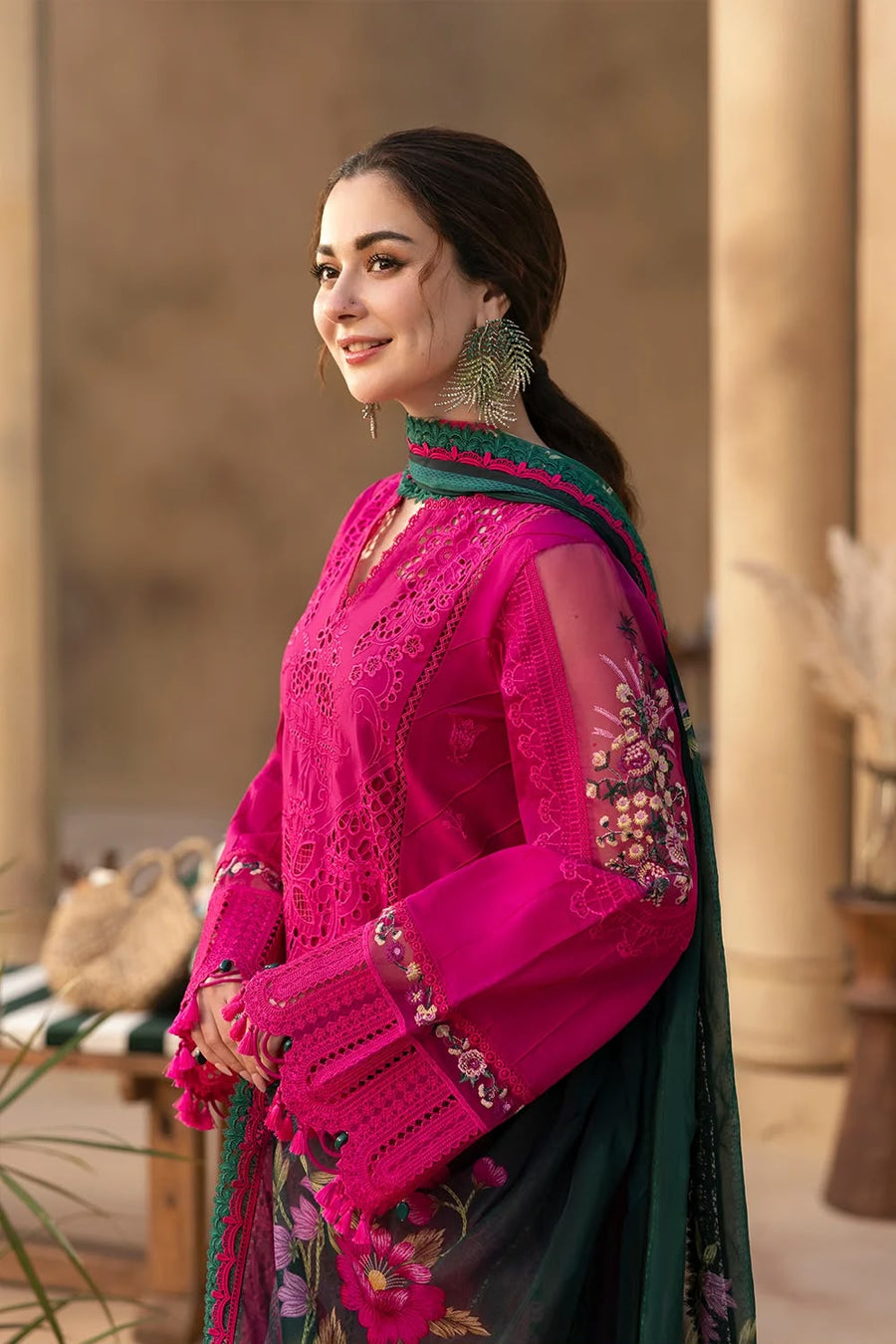 Luxury Premium Lawn Embroidered 3 Piece Suit with Printed Silk Dupatta