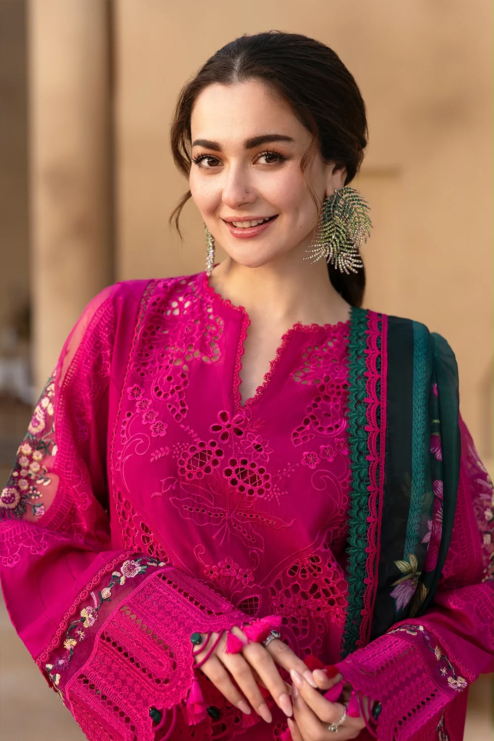 Luxury Premium Lawn Embroidered 3 Piece Suit with Printed Silk Dupatta