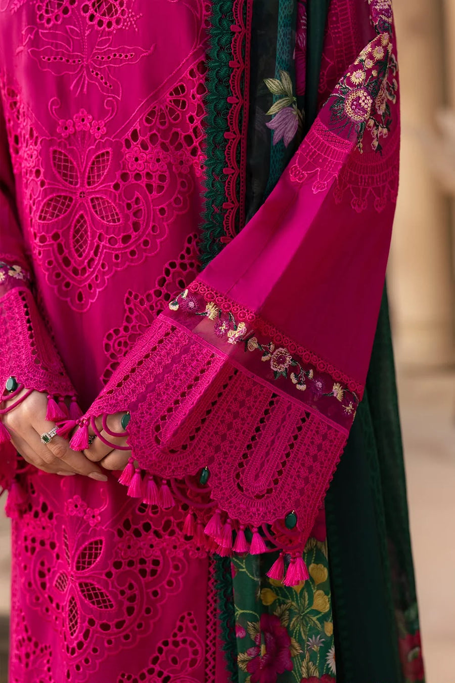 Luxury Premium Lawn Embroidered 3 Piece Suit with Printed Silk Dupatta