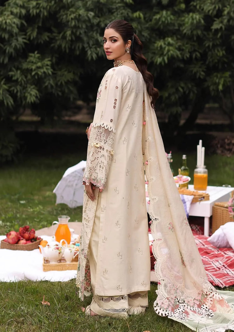 Luxury Premium Lawn Embroidered 3 Piece Suit with Cotton Net Embroidered Dupatta