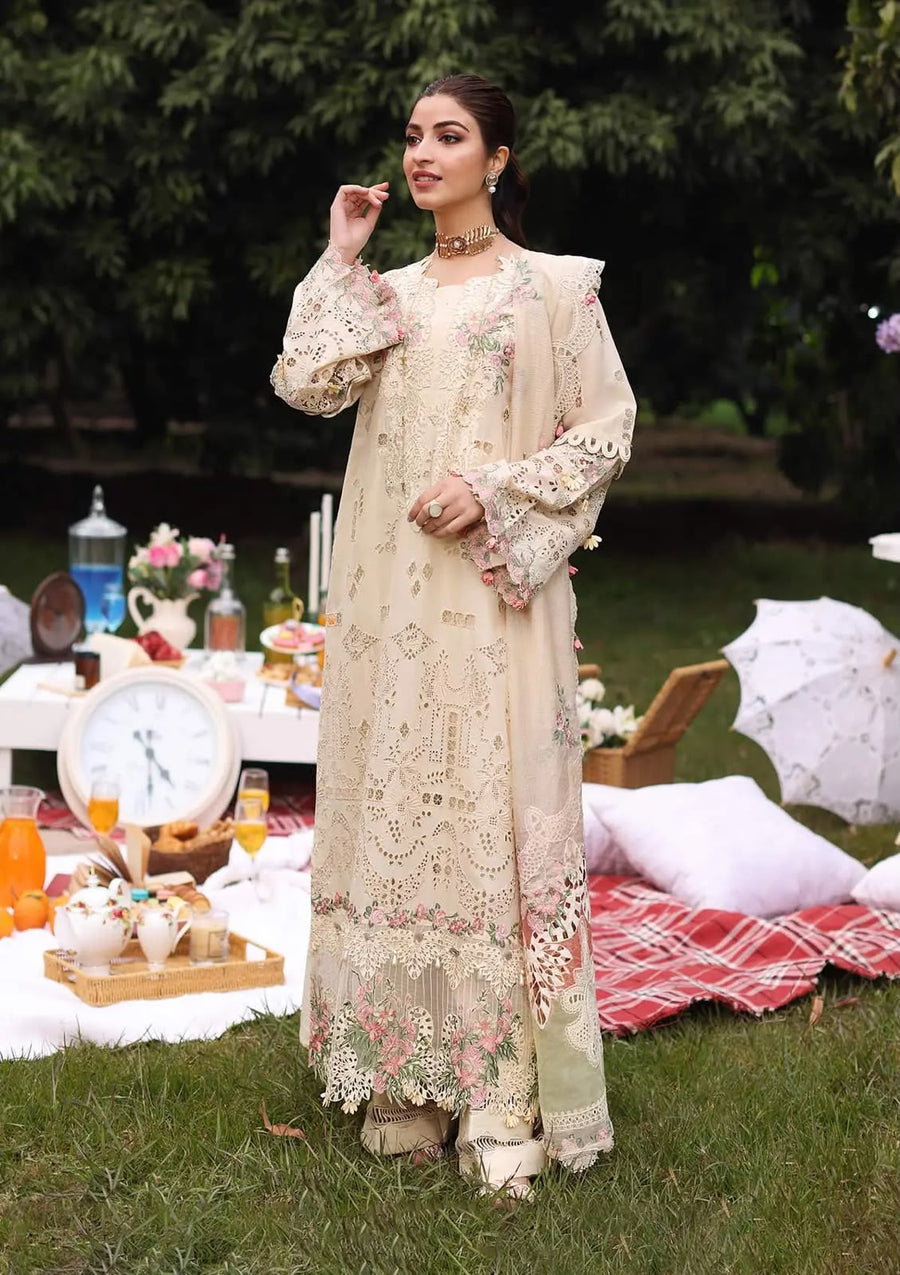 Luxury Premium Lawn Embroidered 3 Piece Suit with Cotton Net Embroidered Dupatta