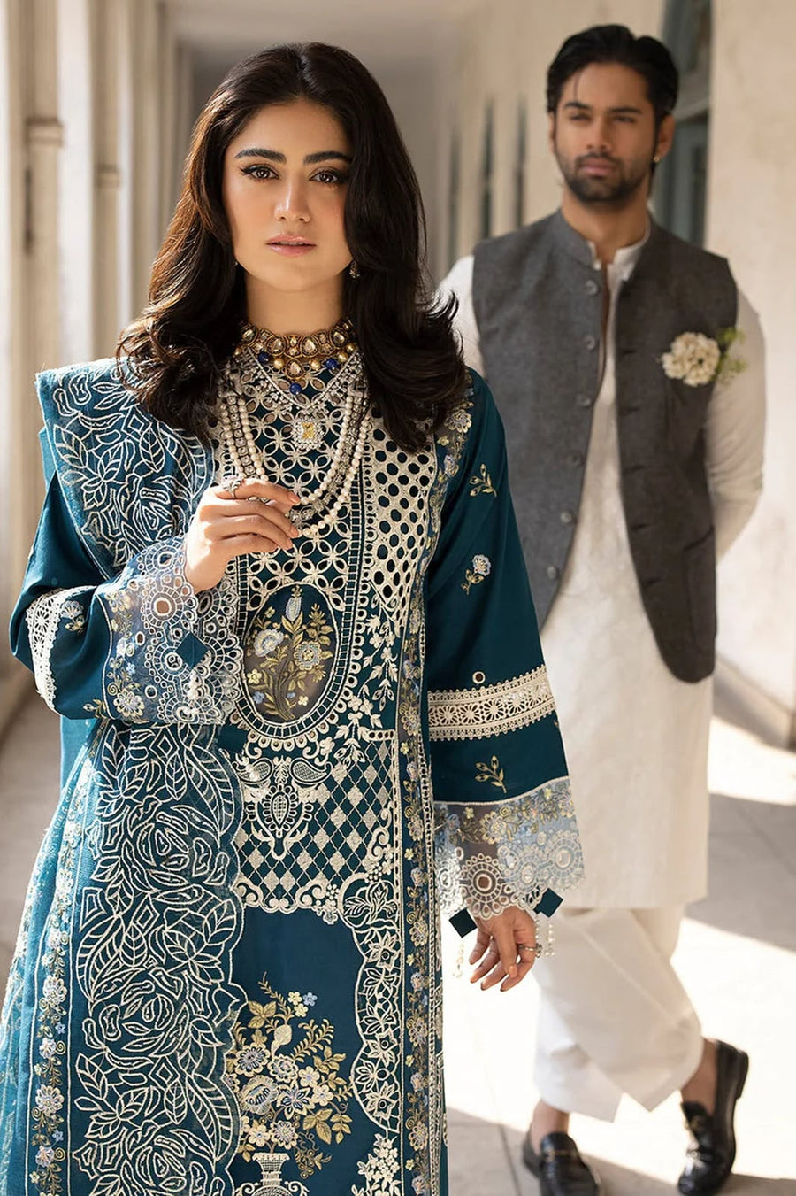 Luxury Embroidered Lawn 3-Piece Suit 2026 | Chiffon Dupatta