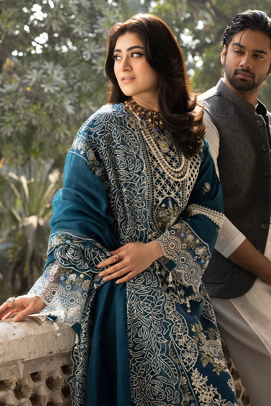 Luxury Embroidered Lawn 3-Piece Suit 2026 | Chiffon Dupatta