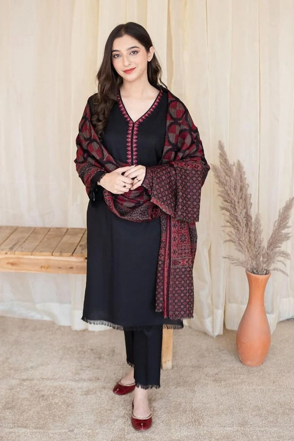 NAYAB 3-Piece Lawn Embroidery Suit – Black