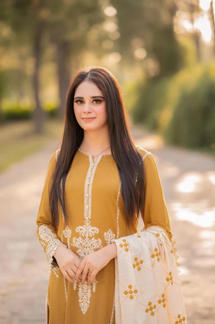 NAYAB 3-Piece Lawn Embroidery Suit – Mustard