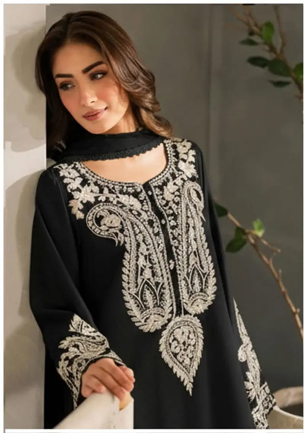 NAYAB 3-Piece Lawn Embroidery Suit – Black