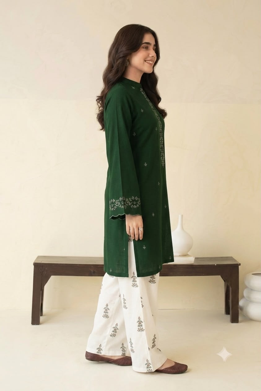 Nayab Dark Green Embroidered 2 Piece Lawn Suit